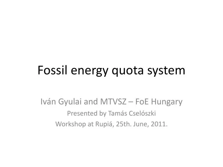 fossil energy quota system