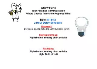 Homework : Develop a plan to make the Light Bulb circuit work