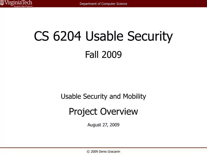 cs 6204 usable security fall 2009