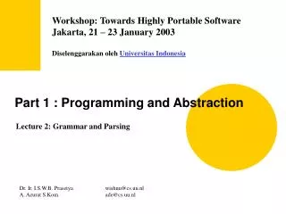 Part 1 : Programming and Abstraction
