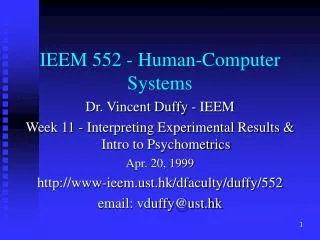 IEEM 552 - Human-Computer Systems