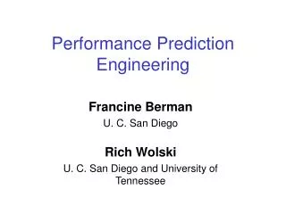 Performance Prediction Engineering