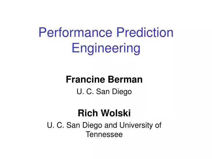 performance prediction engineering