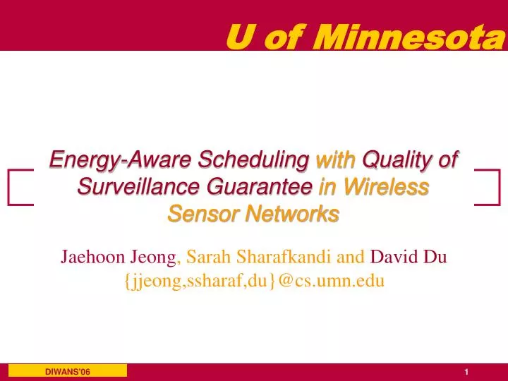 energy aware scheduling with quality of surveillance guarantee in wireless sensor networks