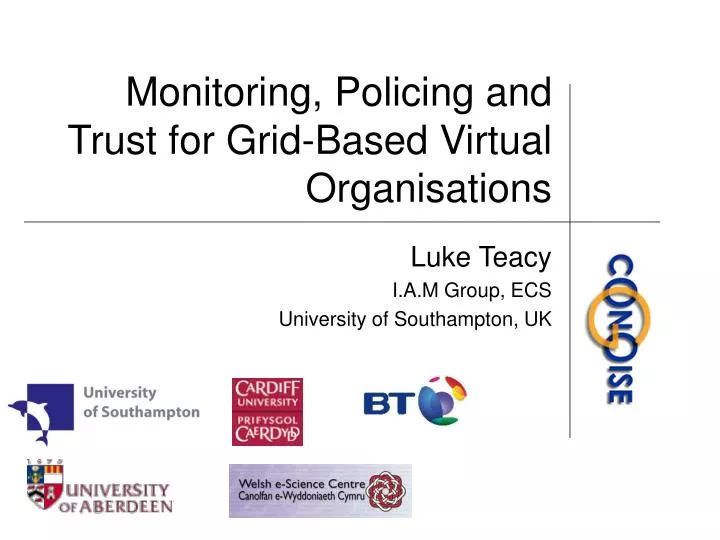 monitoring policing and trust for grid based virtual organisations