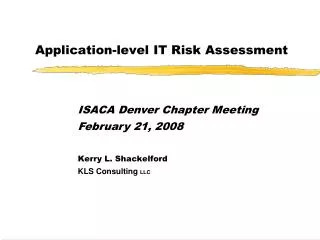 Application-level IT Risk Assessment