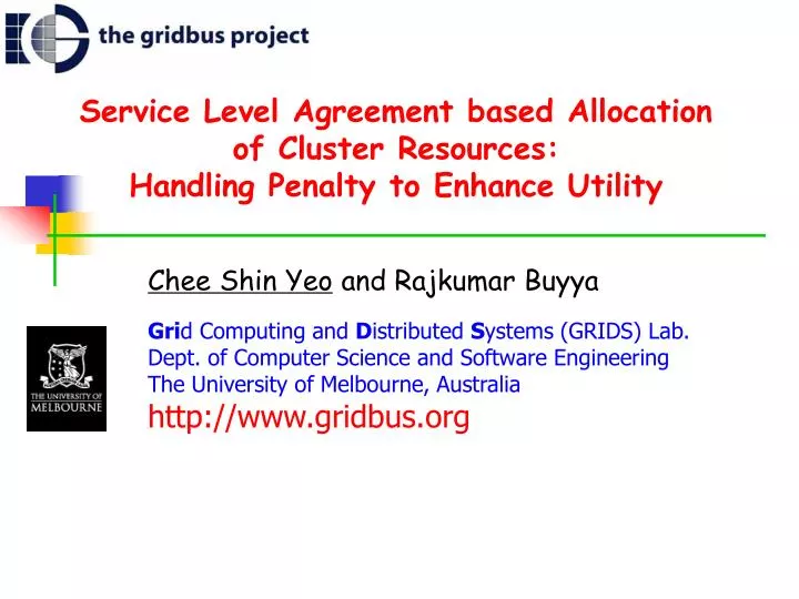 service level agreement based allocation of cluster resources handling penalty to enhance utility