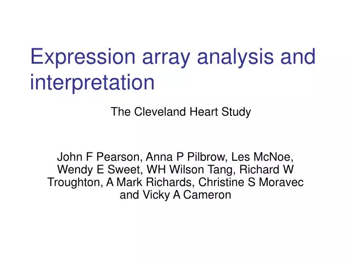 expression array analysis and interpretation