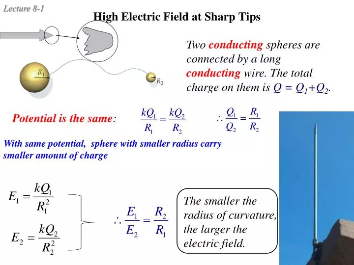 high electric field at sharp tips