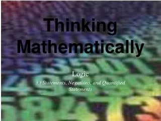 Thinking Mathematically