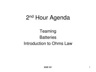 2 nd Hour Agenda