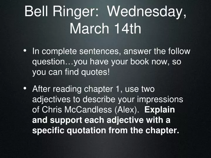 bell ringer wednesday march 14th