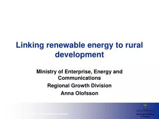 Linking renewable energy to rural development