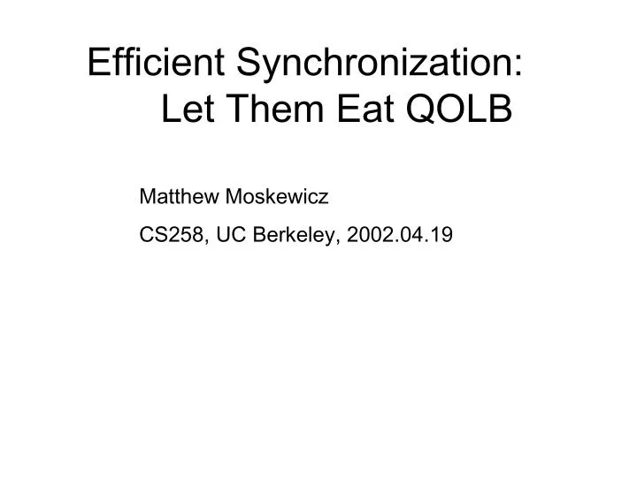 efficient synchronization let them eat qolb