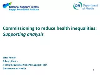 Commissioning to reduce health inequalities: Supporting analysis