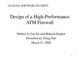 Design of a High-Performance ATM Firewall
