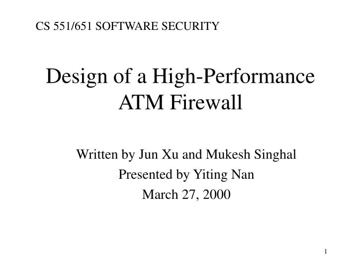 design of a high performance atm firewall