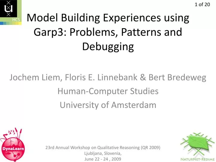model building experiences using garp3 problems patterns and debugging