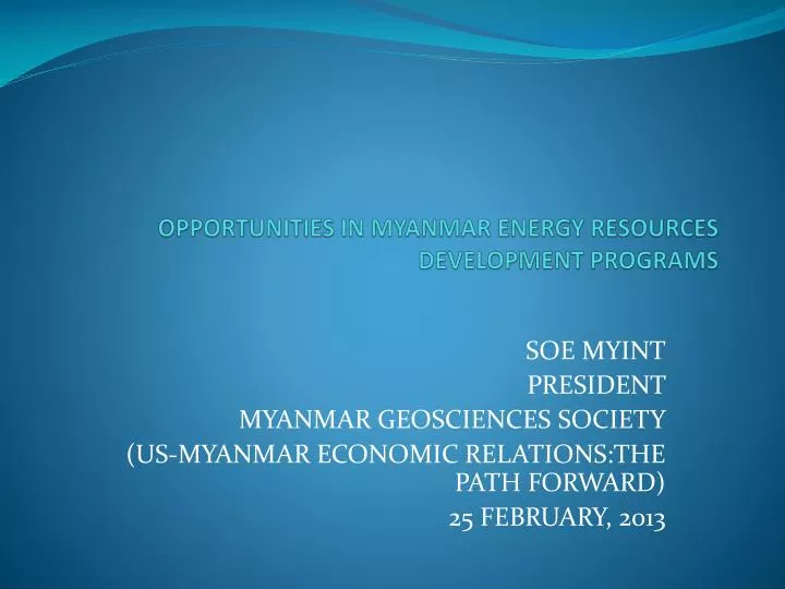 opportunities in myanmar energy resources development programs