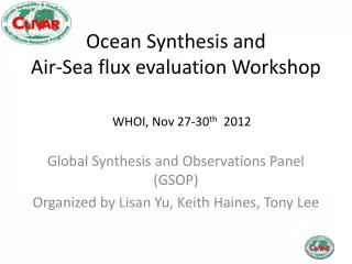 Ocean Synthesis and Air-Sea flux evaluation Workshop