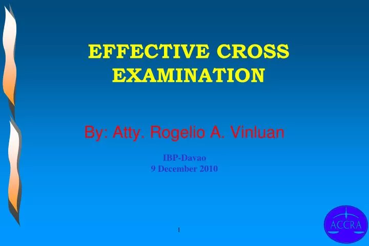 effective cross examination