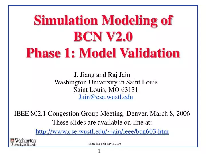 simulation modeling of bcn v2 0 phase 1 model validation