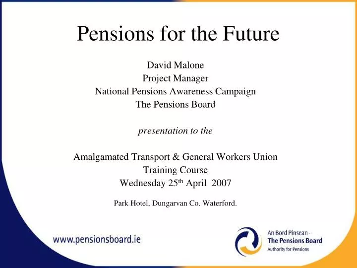pensions for the future