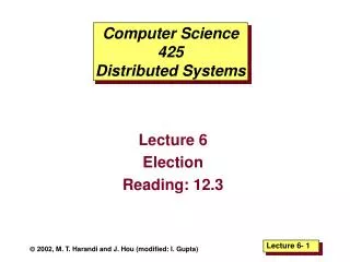 Computer Science 425 Distributed Systems