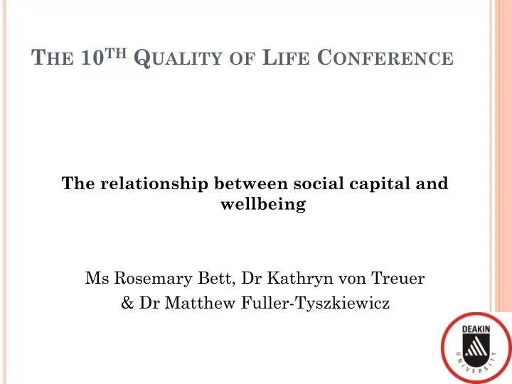 the 10 th quality of life conference