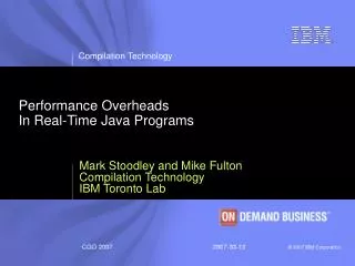 Performance Overheads In Real-Time Java Programs