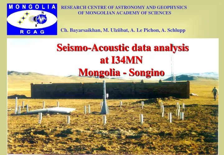 seismo acoustic data analysis at i34mn mongolia songino