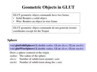 Geometric Objects in GLUT