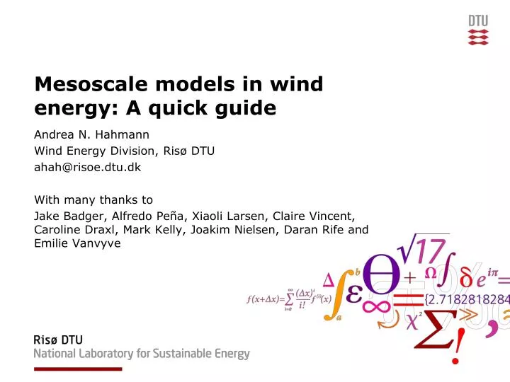 mesoscale models in wind energy a quick guide