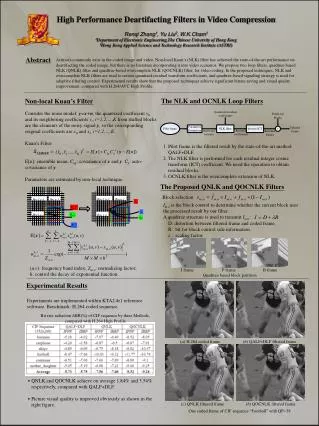 High Performance Deartifacting Filters in Video Compression