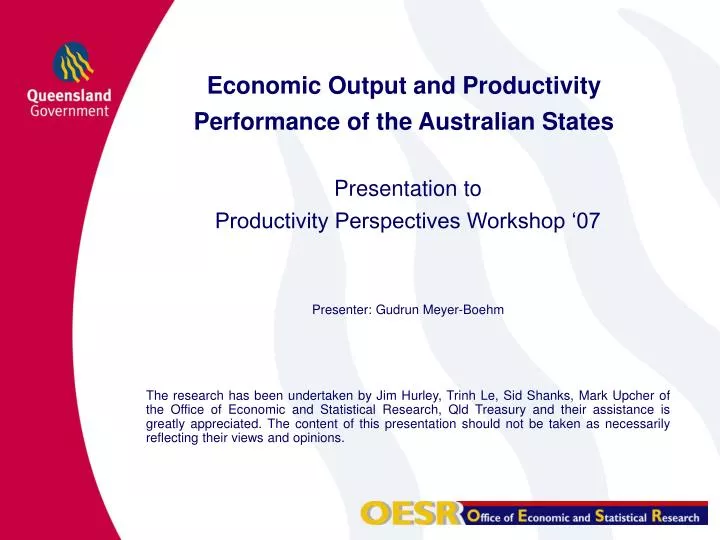 economic output and productivity performance of the australian states