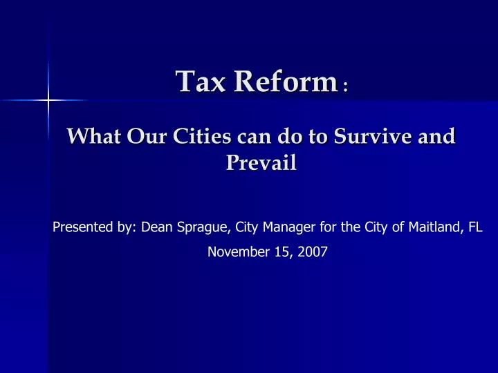 tax reform what our cities can do to survive and prevail