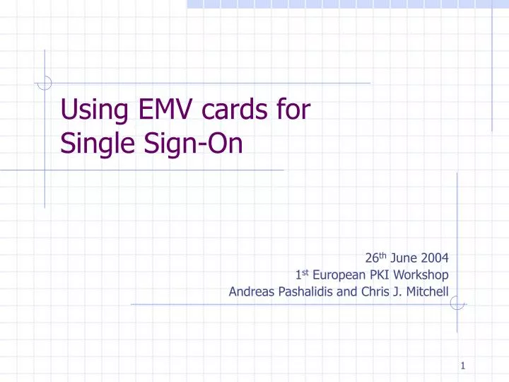 using emv cards for single sign on