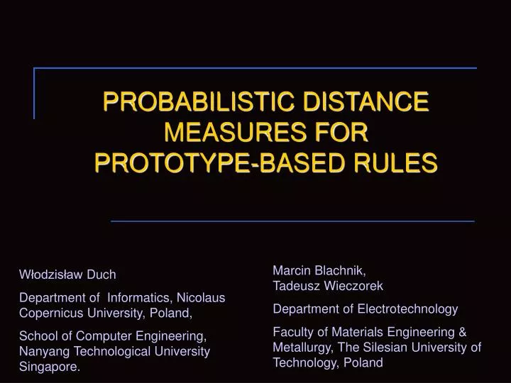probabilistic distance measures for prototype based rules