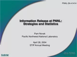Information Release at PNNL: Strategies and Statistics