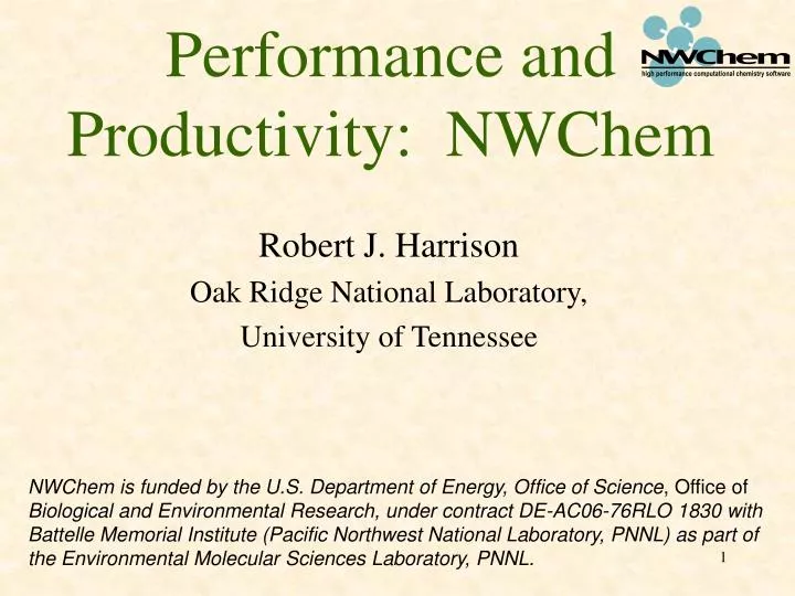 performance and productivity nwchem