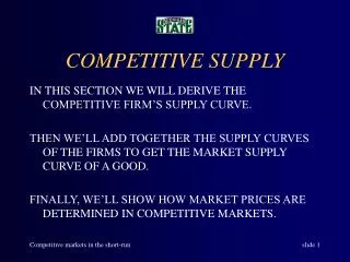 COMPETITIVE SUPPLY