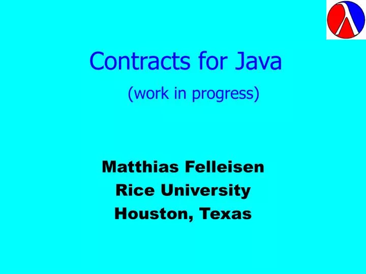 contracts for java work in progress