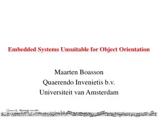 Embedded Systems Unsuitable for Object Orientation