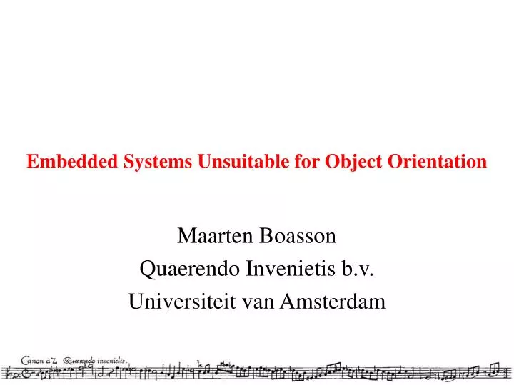 embedded systems unsuitable for object orientation
