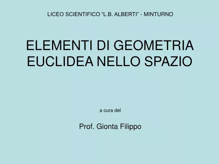 elementi di geometria euclidea nello spazio