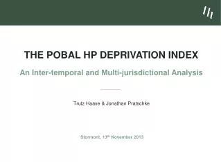 The Pobal HP Deprivation Index An Inter-temporal and Multi-jurisdictional Analysis
