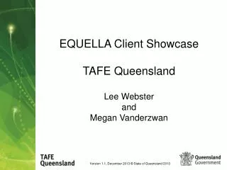 EQUELLA Client Showcase TAFE Queensland Lee Webster and Megan Vanderzwan