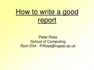 How to write a good report