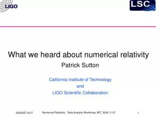 What we heard about numerical relativity