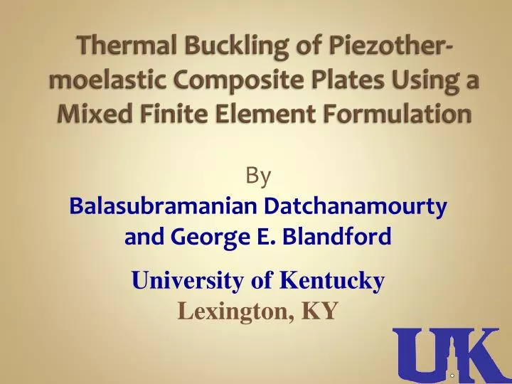 thermal buckling of piezother moelastic composite plates using a mixed finite element formulation